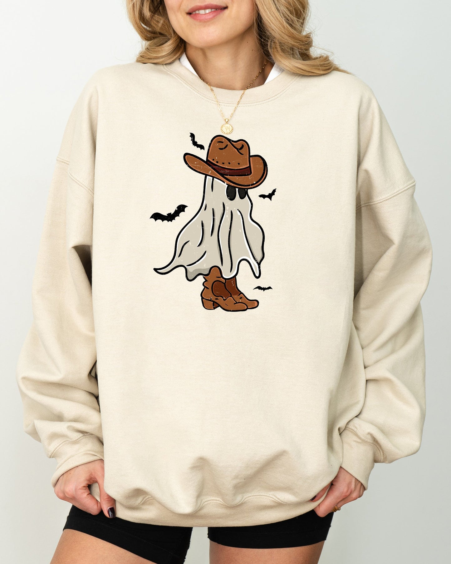Mini Cowboy Ghost, Funny, Retro, Aesthetic, Vintage Sweatshirt