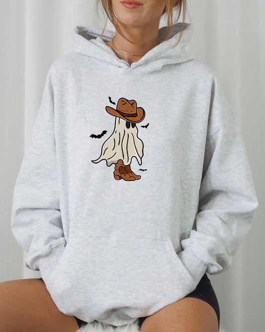 Mini Cowboy Ghost, Funny, Retro, Aesthetic, Vintage, Hoodie, Hooded Sweatshirt