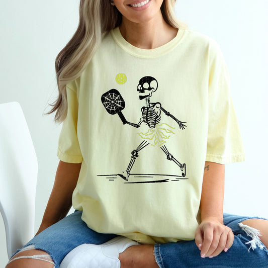 Skeleton Pickleball, Funny, Retro, Aesthetic, Vintage, Comfort Colors Tshirt