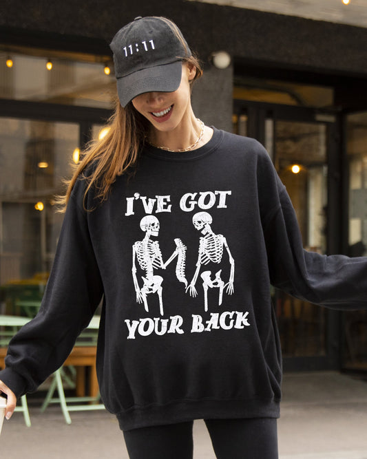 I've Got Your Back, Funny Skeleton, Retro, Aesthetic, Vintage Sweatshirt
