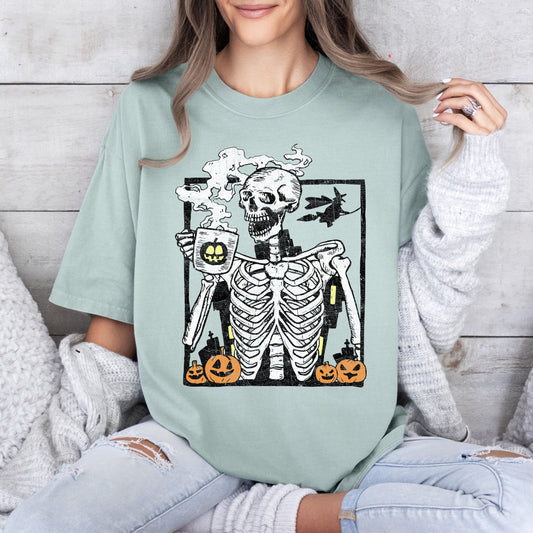 Skeleton Coffee, Mom, Retro, Aesthetic, Vintage, Comfort Colors Tshirt