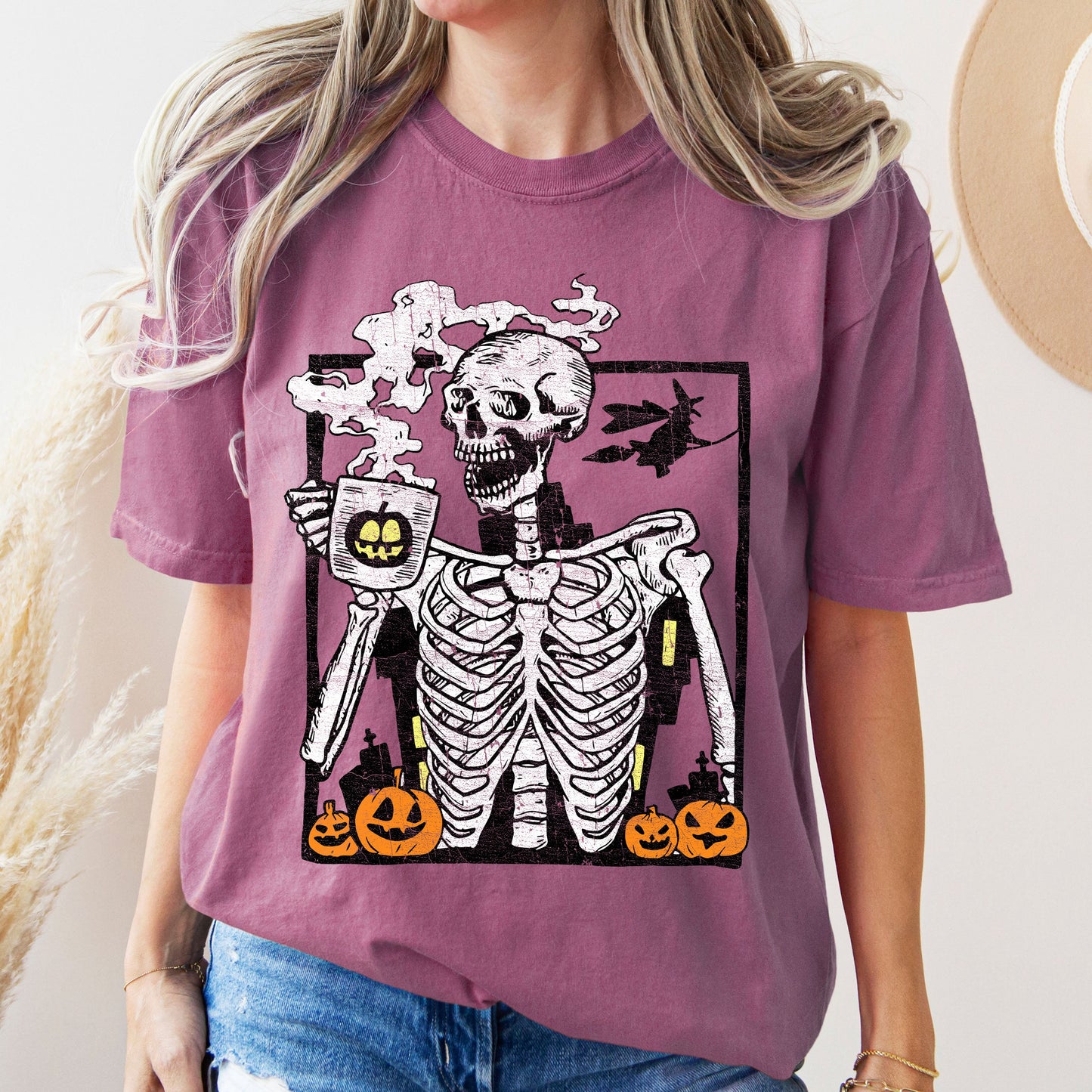 Skeleton Coffee, Mom, Retro, Aesthetic, Vintage, Comfort Colors Tshirt