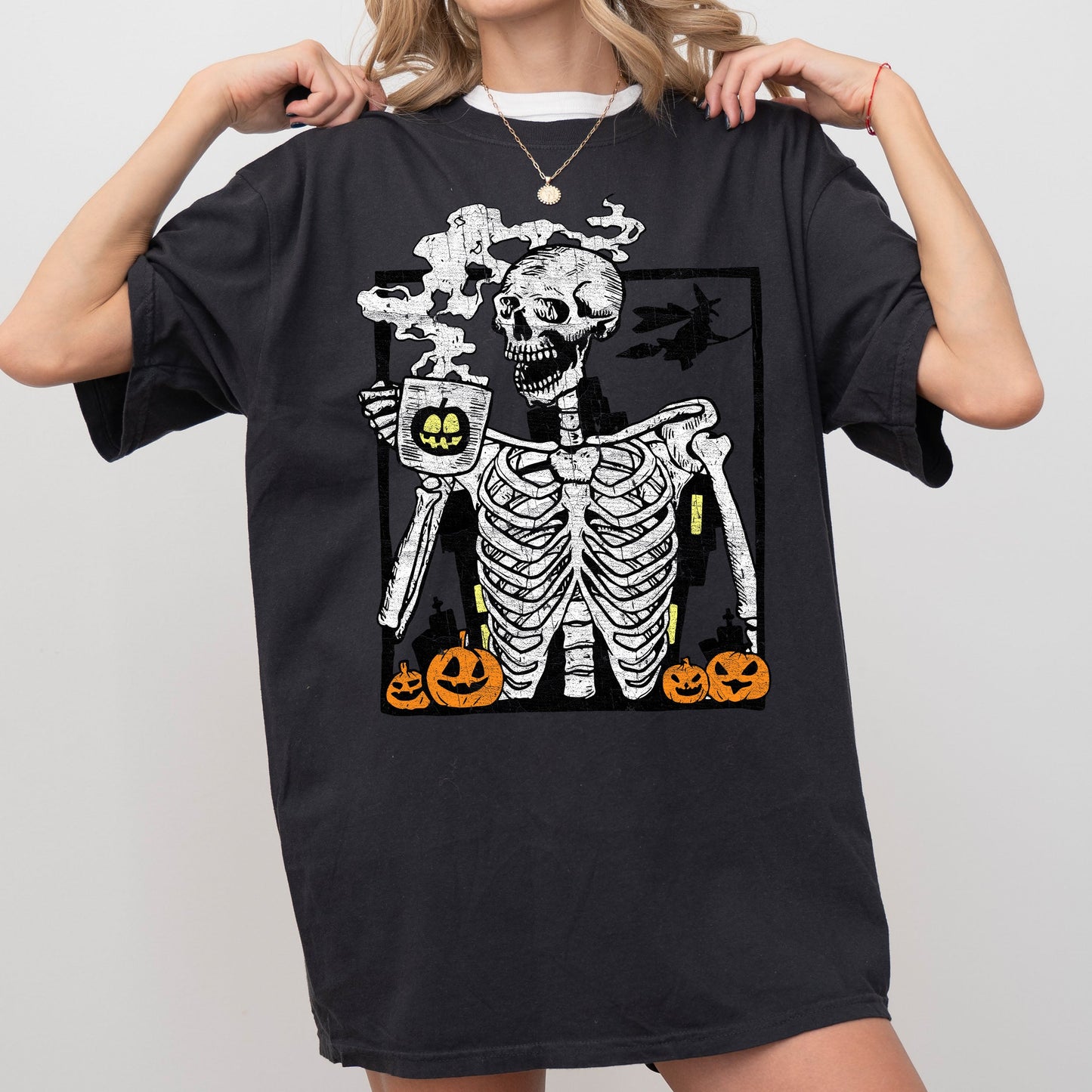Skeleton Coffee, Mom, Retro, Aesthetic, Vintage, Comfort Colors Tshirt