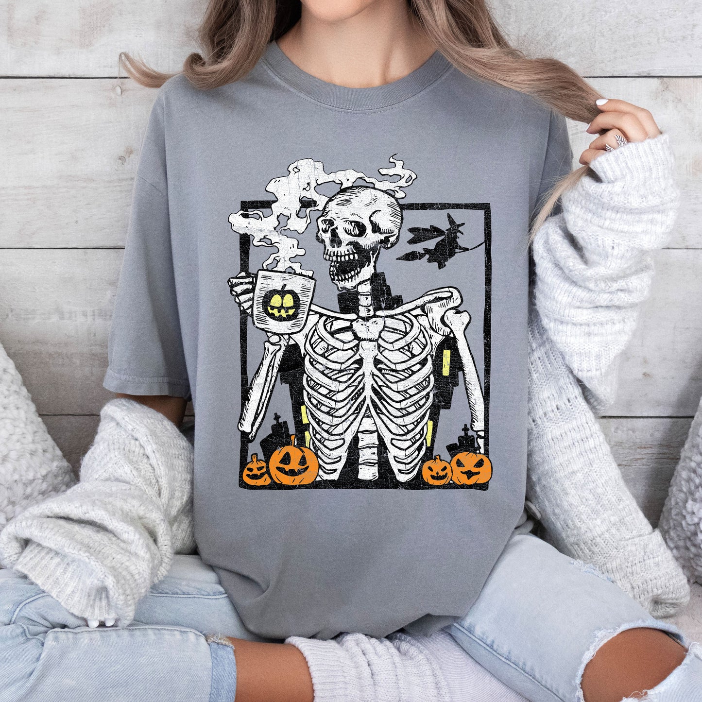 Skeleton Coffee, Mom, Retro, Aesthetic, Vintage, Comfort Colors Tshirt