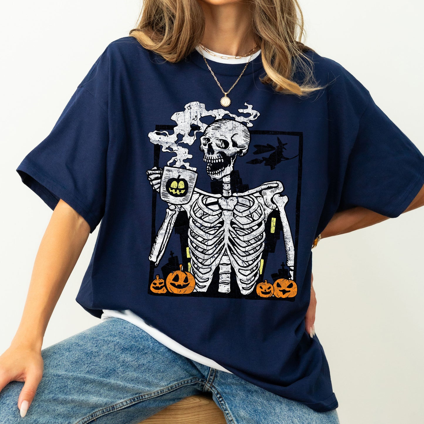 Skeleton Coffee, Mom, Retro, Aesthetic, Vintage, Comfort Colors Tshirt