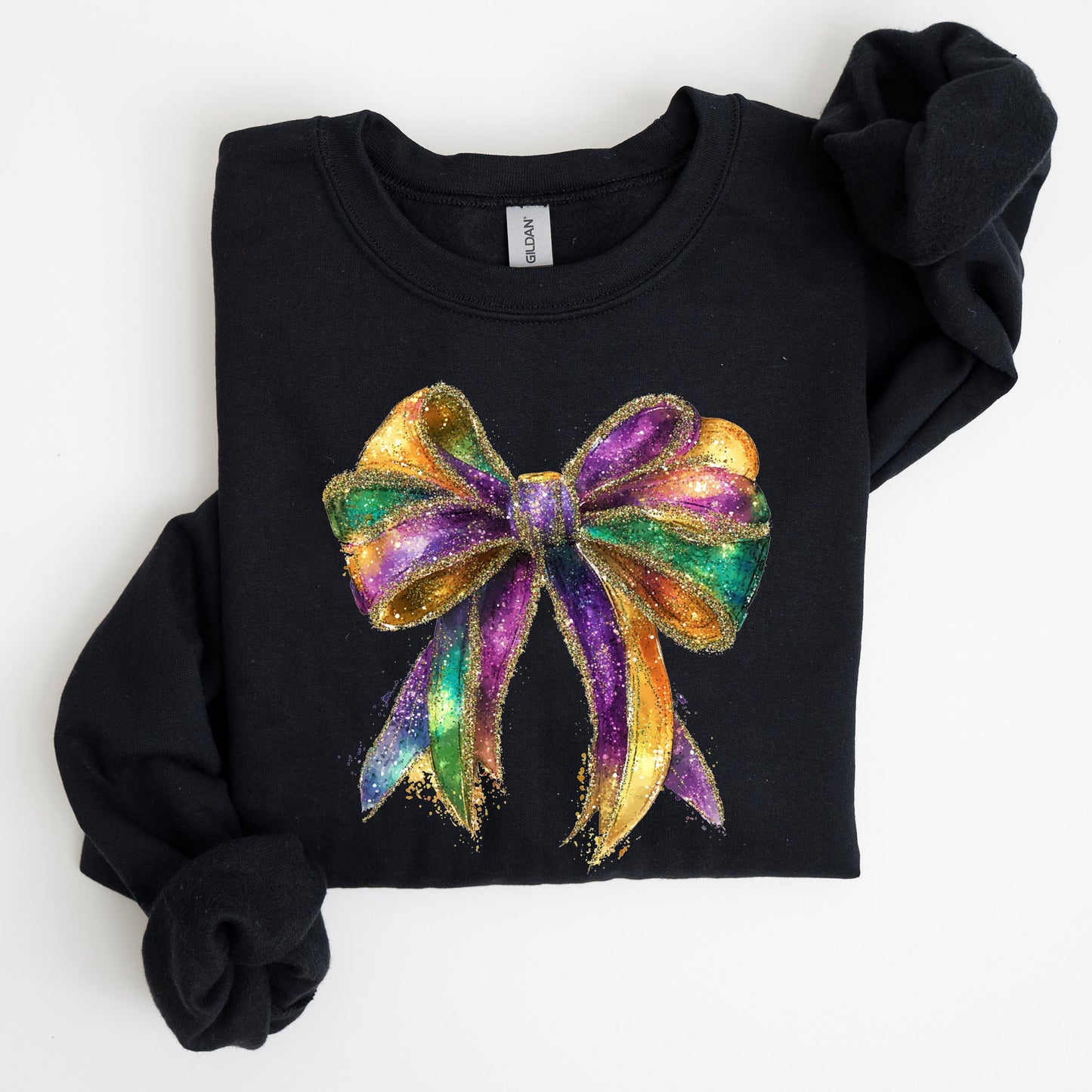 Mardi Gras, Bow, Coquette, Carnival, Fleur de Lis, Fat Tuesday, Parade Sweatshirt