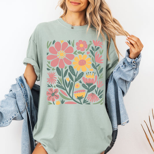 Boho Floral, Vintage Flowers, Wildflowers, Mother's Day Tshirt Comfort Colors T-Shirt