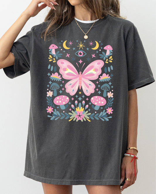 Celestial Butterfly, Stars, Vintage, Pink, Forest, Floral Tshirt Comfort Colors T-Shirt