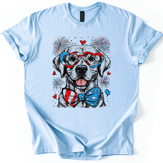 Labrador Retriever Patriotic Dog, USA, America, Pet Lover, 4th of July, Soft Style T-Shirt
