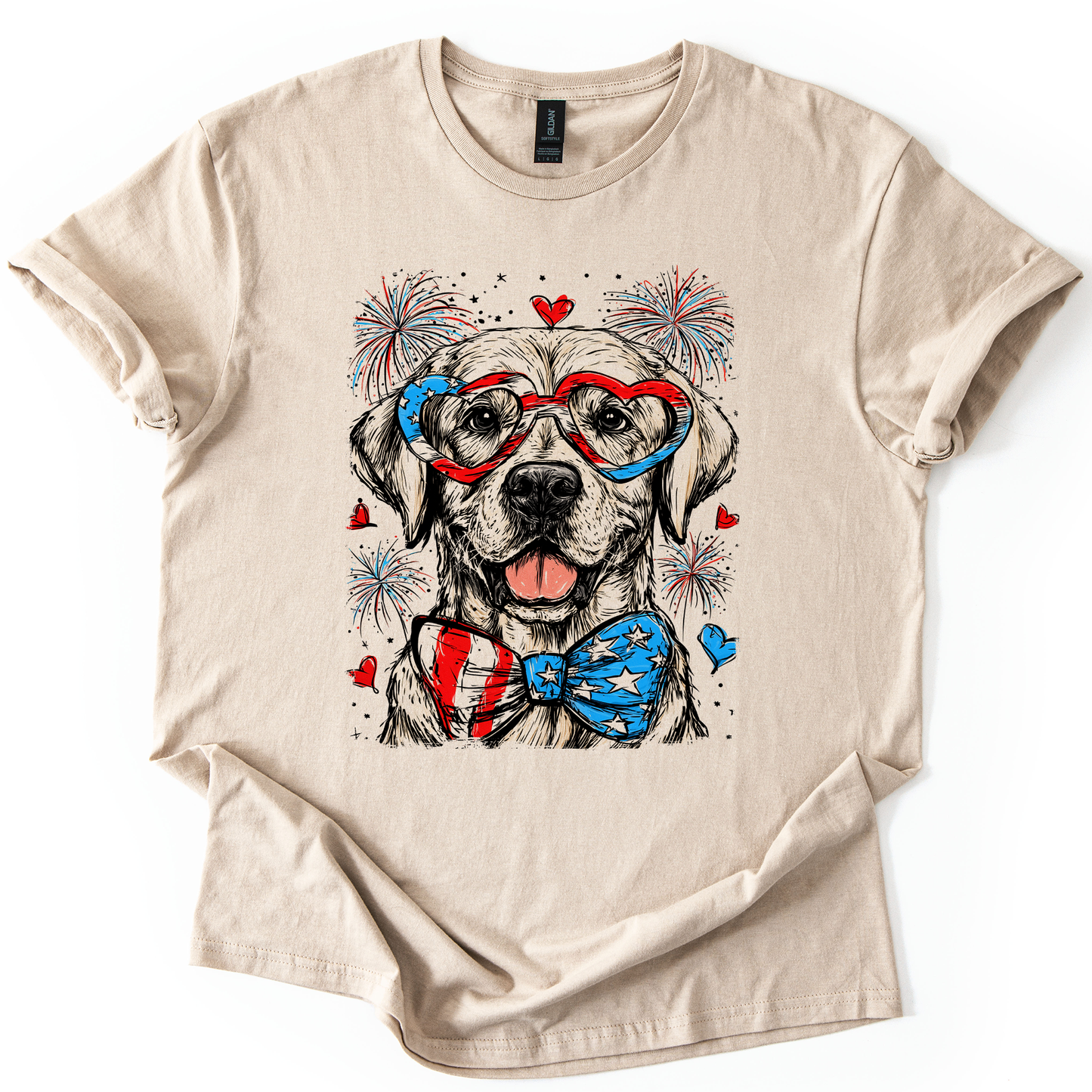 Labrador Retriever Patriotic Dog, USA, America, Pet Lover, 4th of July, Soft Style T-Shirt
