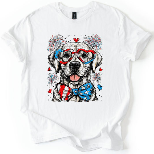 Labrador Retriever Patriotic Dog, USA, America, Pet Lover, 4th of July, Soft Style T-Shirt
