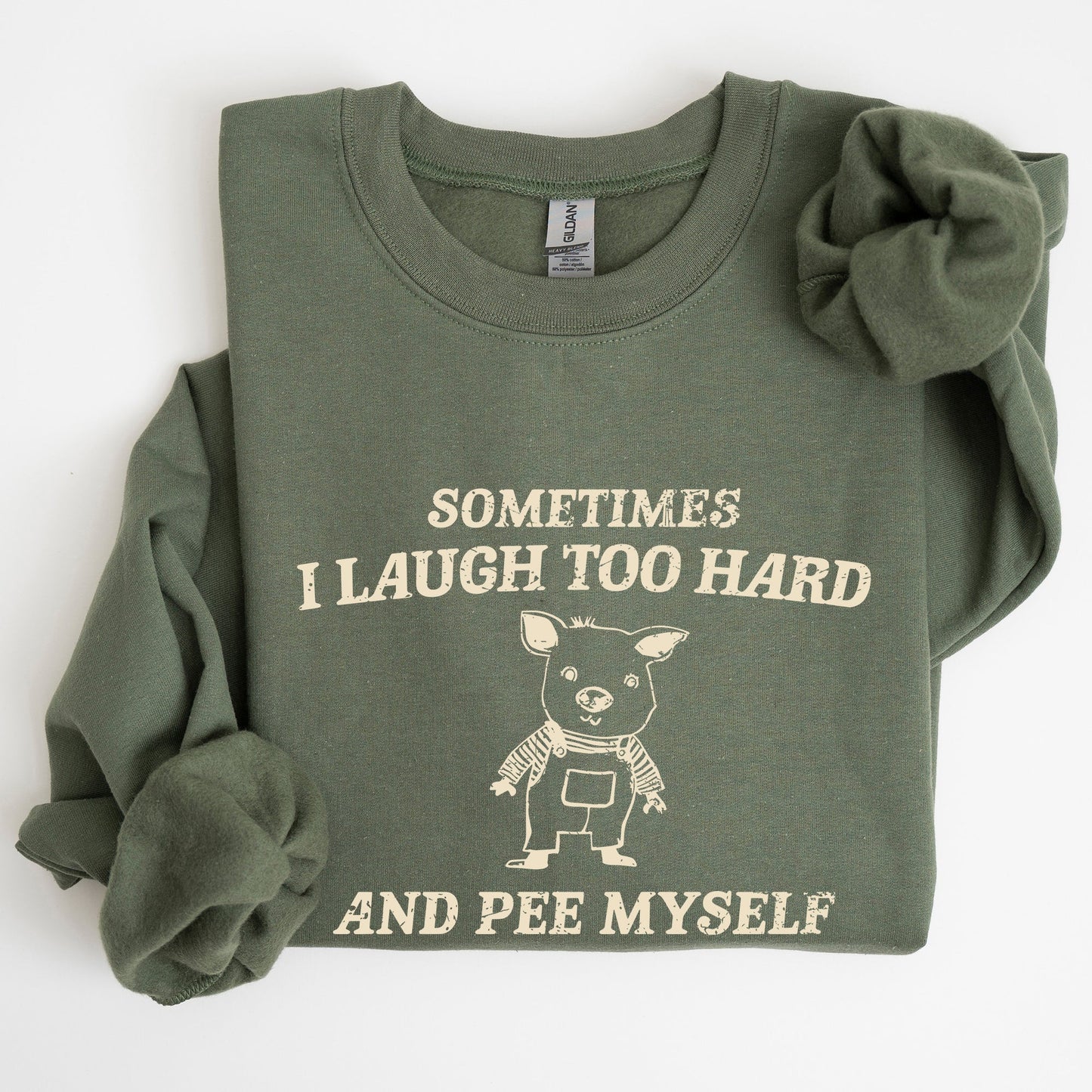 Laugh Too Hard, Pee Myself, Pig, Meme, Aesthetic, Funny Sweatshirt