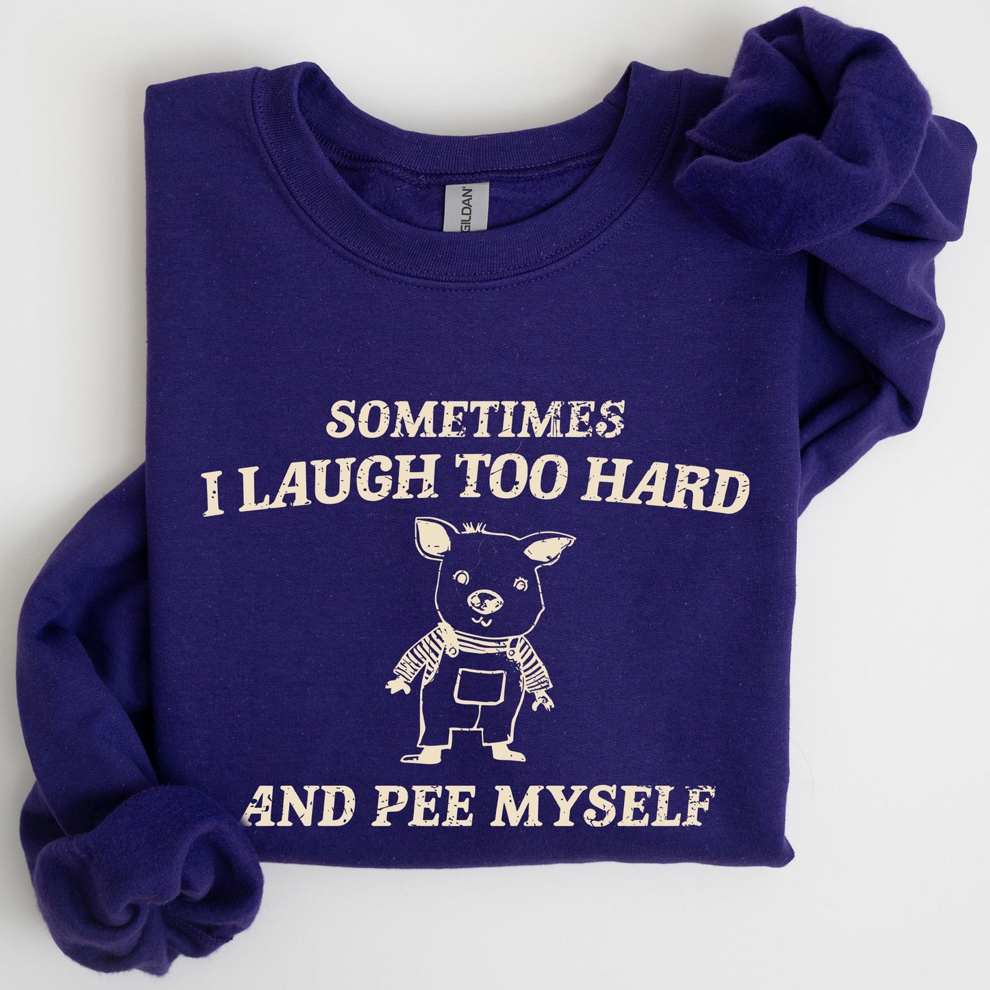 Laugh Too Hard, Pee Myself, Pig, Meme, Aesthetic, Funny Sweatshirt