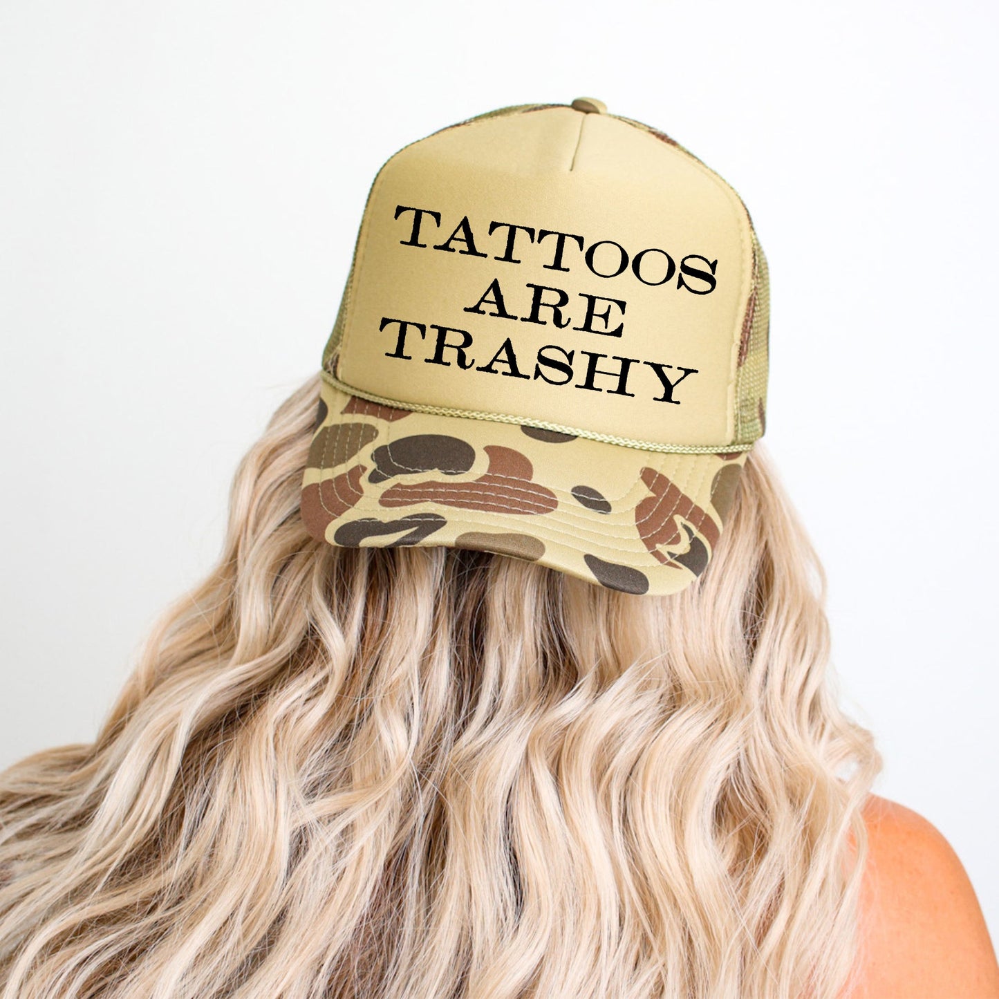 Tattoos Are Trashy Camo Snapback Trucker Hat