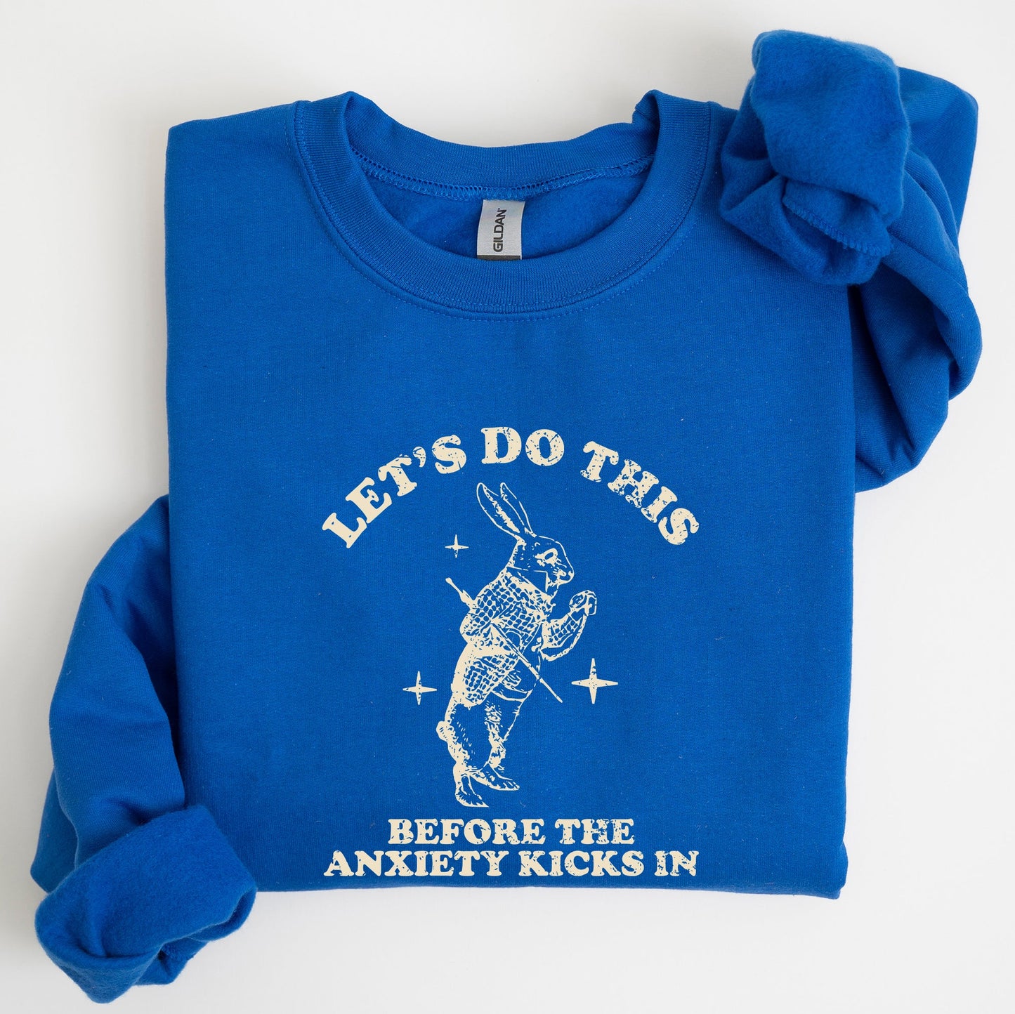Let's Do this Before Anxiety Kicks In, Rabbit, Alice Wonderland, Meme, Aesthetic, Funny Sweatshirt