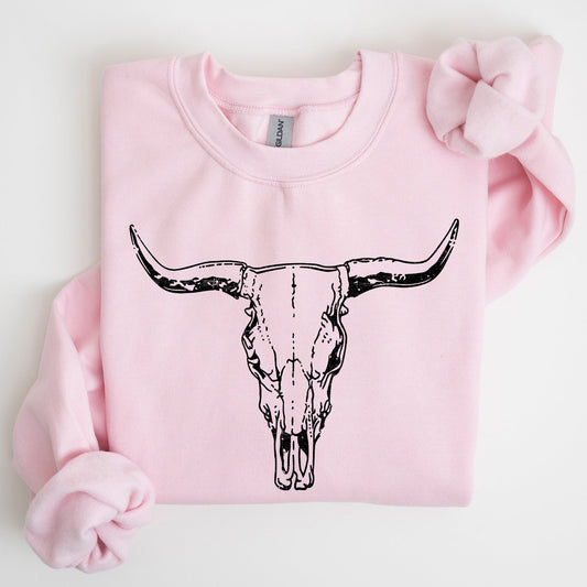 Long Horn, Cow Skull, Rodeo, Cowboy Sweatshirt