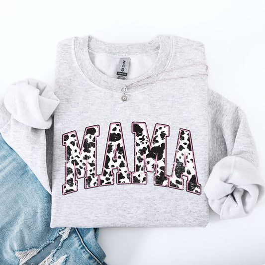 Mama Cow Print, Vintage, Western, Country, Farm, Cowboy, Cowgirl Sweatshirt