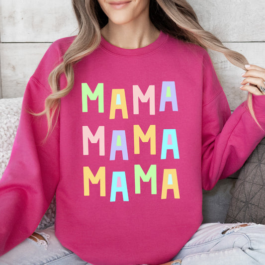Mama Mama Mama Sweatshirt, Positivity, Funny, Sarcastic, Mom Gift, Mental Health, Colorful, Pastel, Crewneck, Crew Neck Sweatshirt