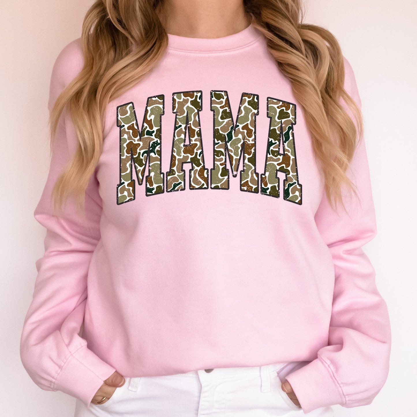 Mama, Camo, Camouflage, Hunting, Retro, Mother's Day Sweatshirt