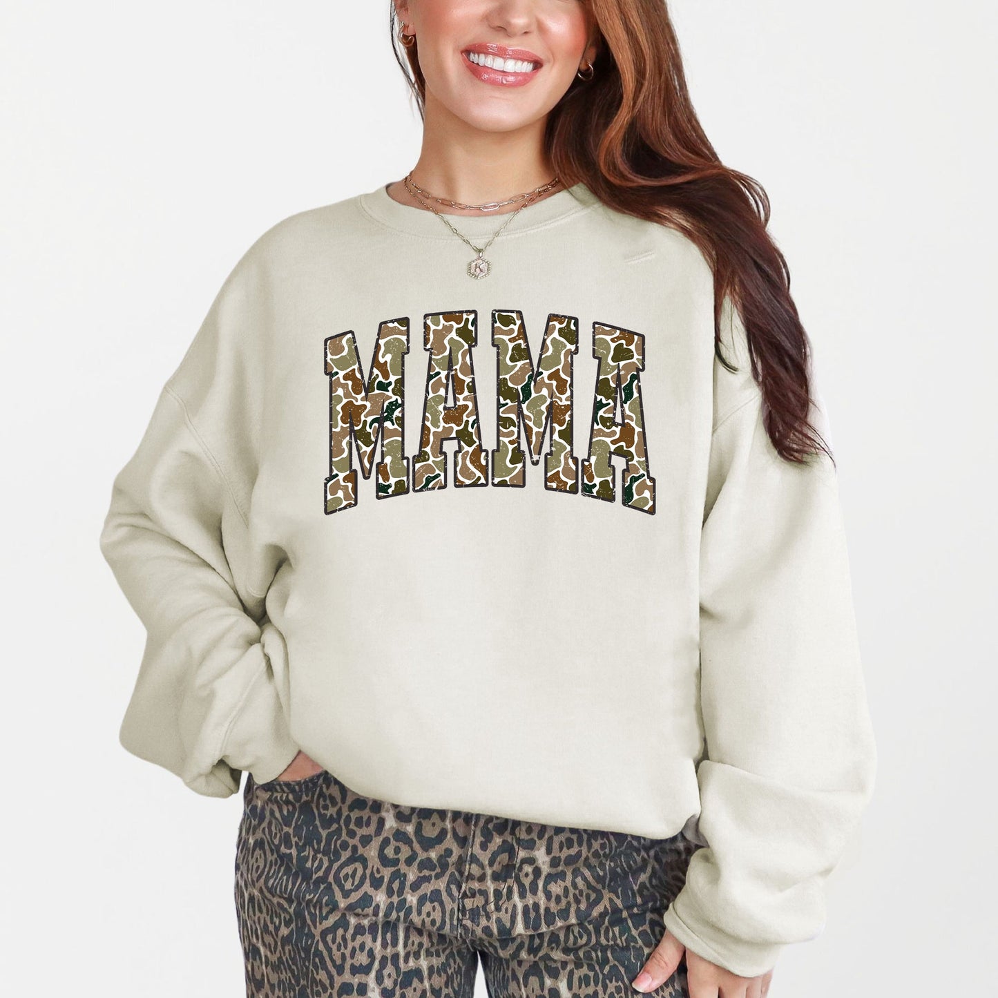 Mama, Camo, Camouflage, Hunting, Retro, Mother's Day Sweatshirt