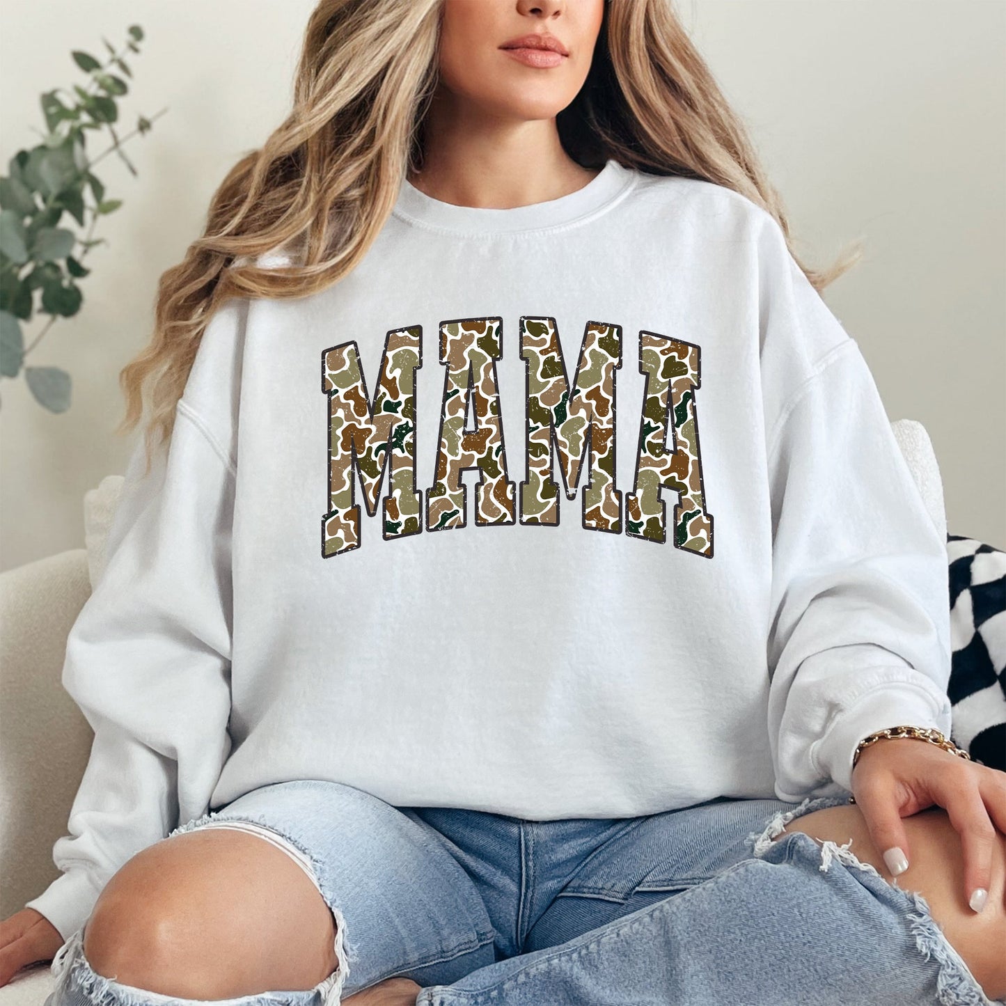 Mama, Camo, Camouflage, Hunting, Retro, Mother's Day Sweatshirt