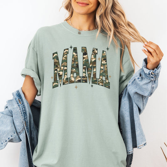 Mama, Camo, Stars, Camouflage, Hunting, Retro, Mother's Day Tshirt Comfort Colors T-Shirt