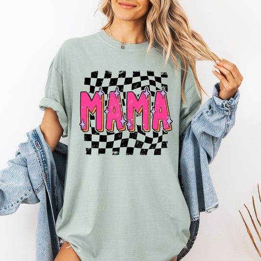 Mama, Checkered, Vibrant, Retro, Vintage Tshirt Comfort Colors T-Shirt