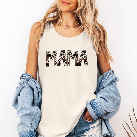 Mama, Cow Print, Country, Western Comfort Colors Tank Top