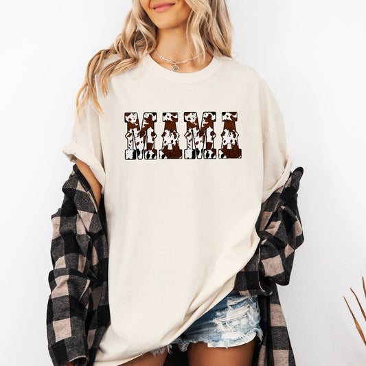 Mama, Cow Print, Western, Country, Varsity, Retro, Vintage Tshirt Comfort Colors T-Shirt
