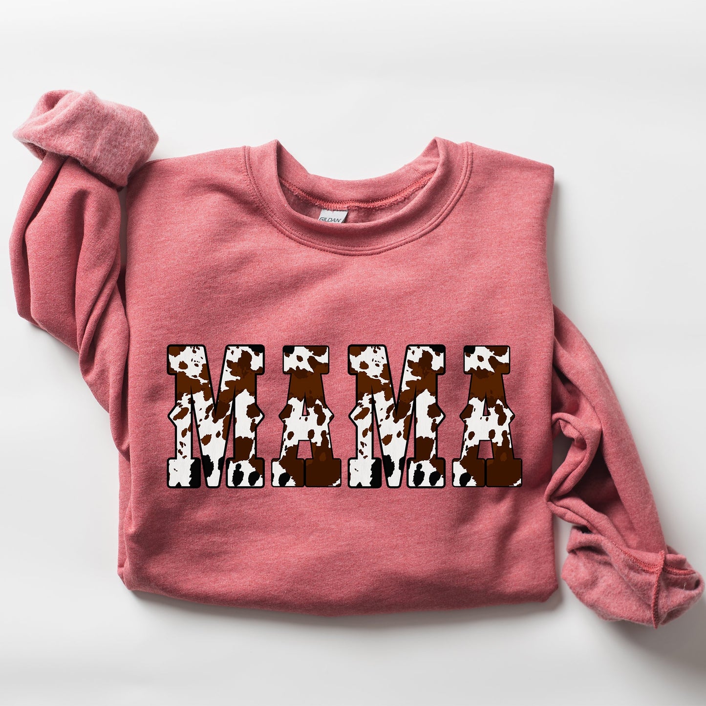 Mama, Cow Print, Western, Country, Varsity, Retro, Vintage Sweatshirt