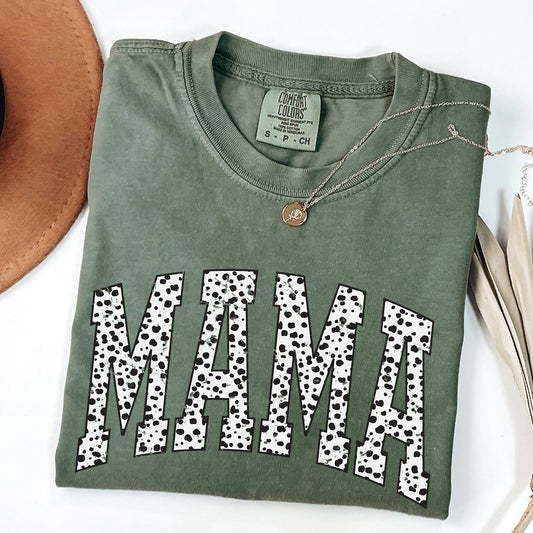Mama, Dalmatian Print, Varsity, Retro, Vintage Tshirt Comfort Colors T-Shirt