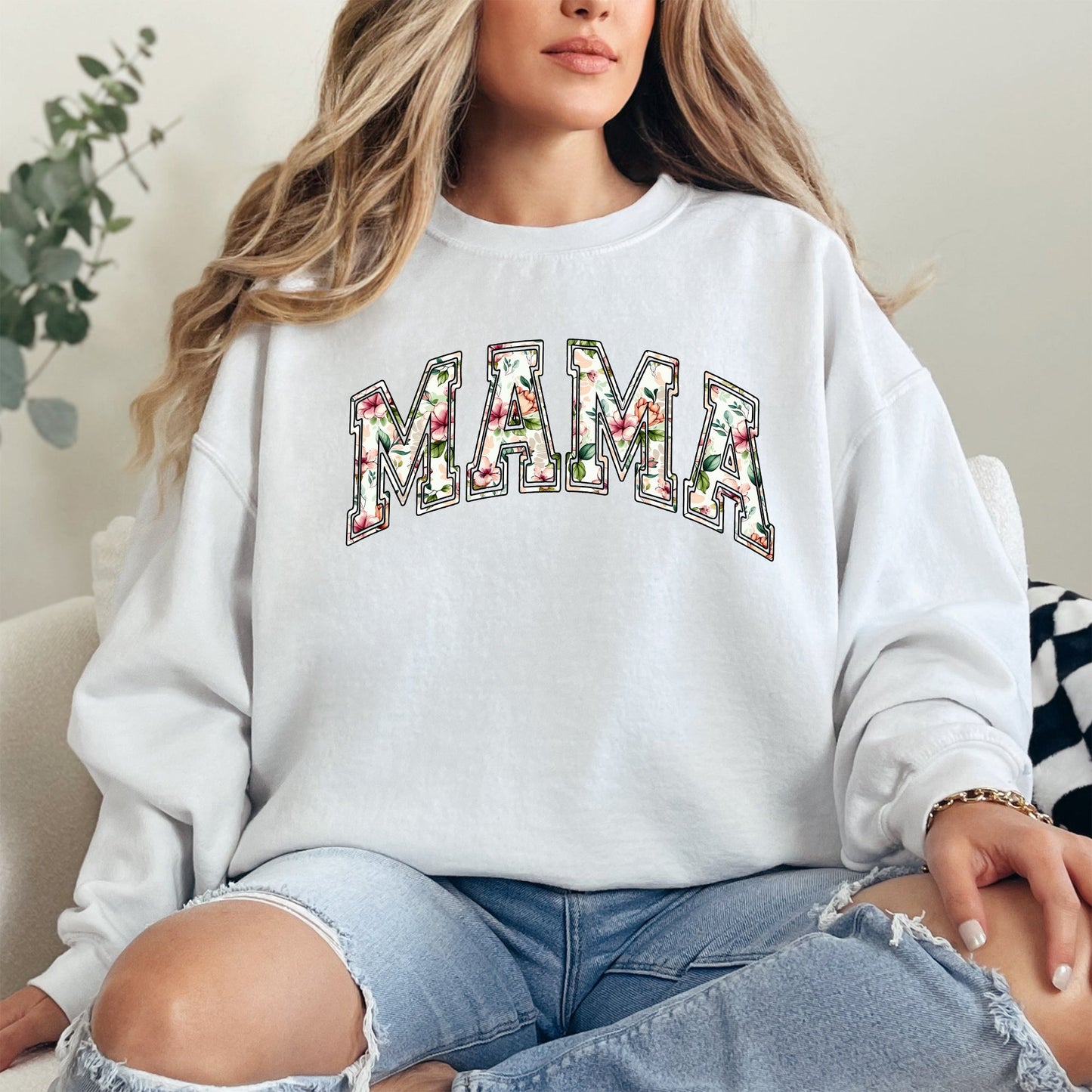 Mama, Floral, Chinoiserie, Coquette, Varsity, Mother's Day Sweatshirt