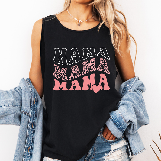 Mama, Leopard Heart, Beautiful, Original Designer Comfort Colors Tank Top