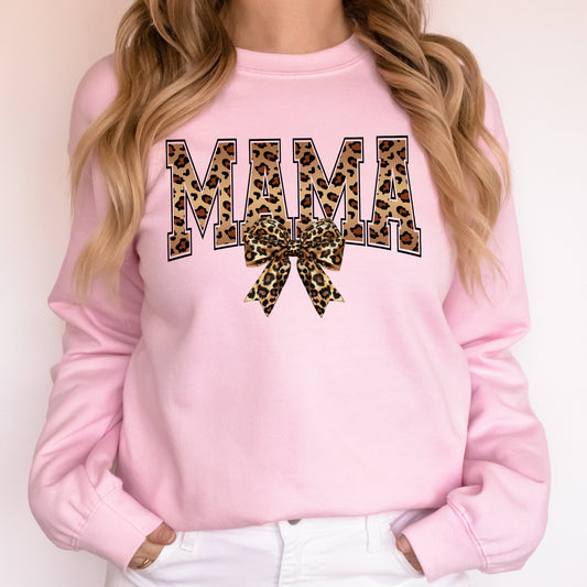Mama, Leopard Print, Bow, Ribbon, Mother's Day Sweatshirt