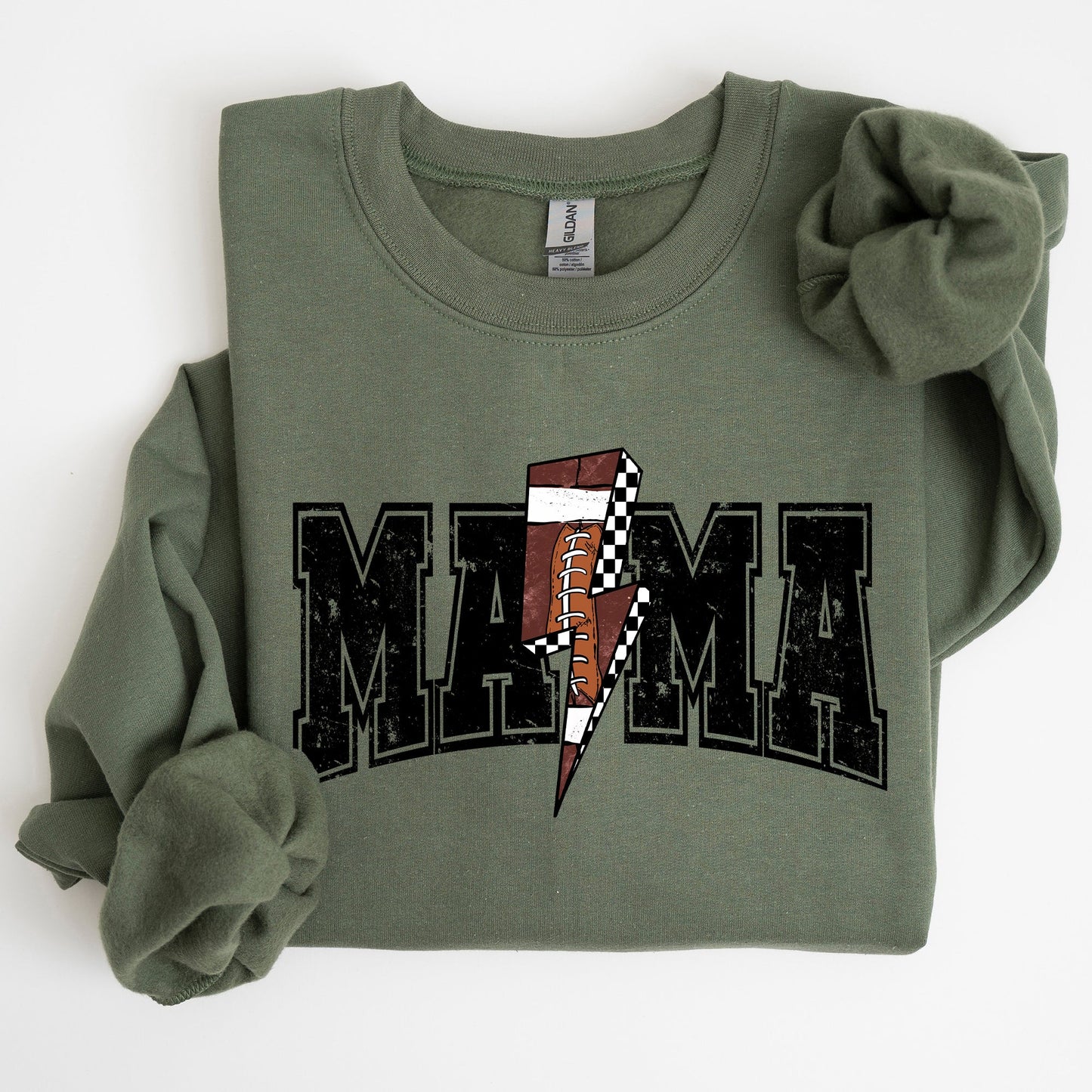 Mama, Lightening Bolt, Checkered, Football, Sports, Game Day, Big Game, Touchdown, Tailgate Party Sweatshirt