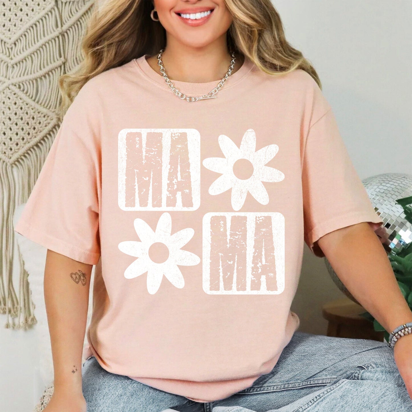Mama, Minimalist, Graphic, Flowers, Mother's Day Tshirt Comfort Colors T-Shirt