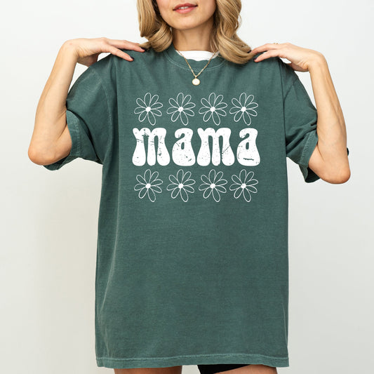 Mama, Retro, Daisy, 70s, Flowers, Mother, Mom Shirt Comfort Colors T-Shirt