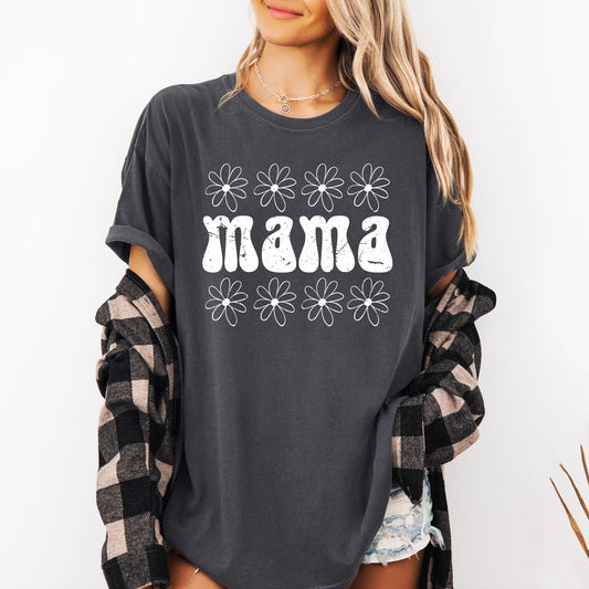 Mama, Retro, Daisy, 70s, Flowers, Mother, Mom Shirt Comfort Colors T-Shirt