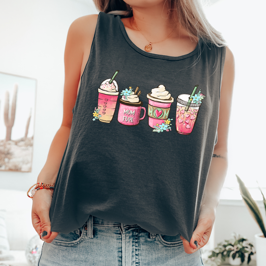 Mom Coffee, Cute, Mother Comfort Colors Tank Top