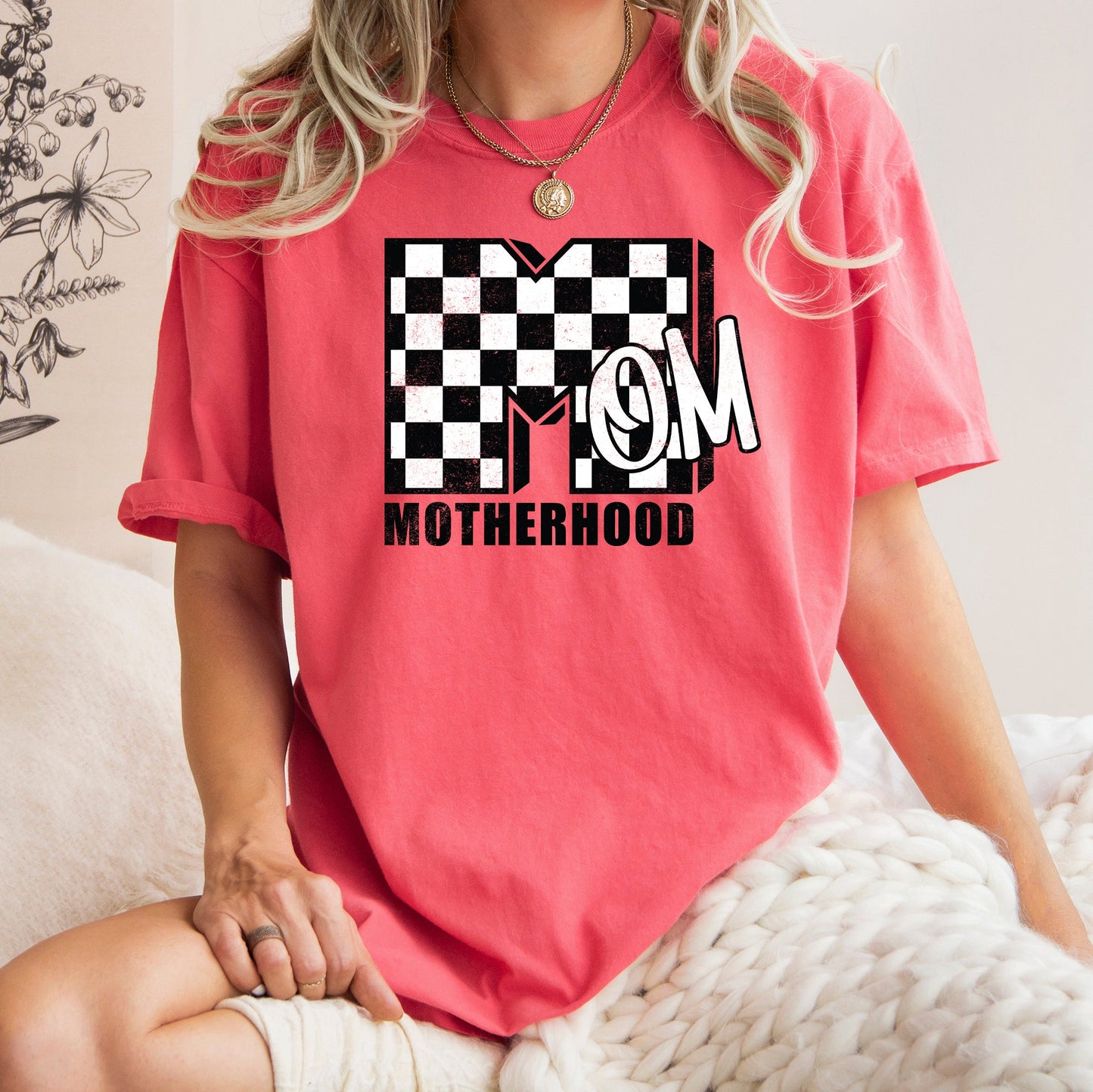 Mom, Comfort Colors, Motherhood, MTV, Retro, Checkerboard, Comfort Colors Tshirt