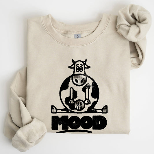 Moo'd, Cow, Funny, Moody, Mental Health, Positivity Sweatshirt