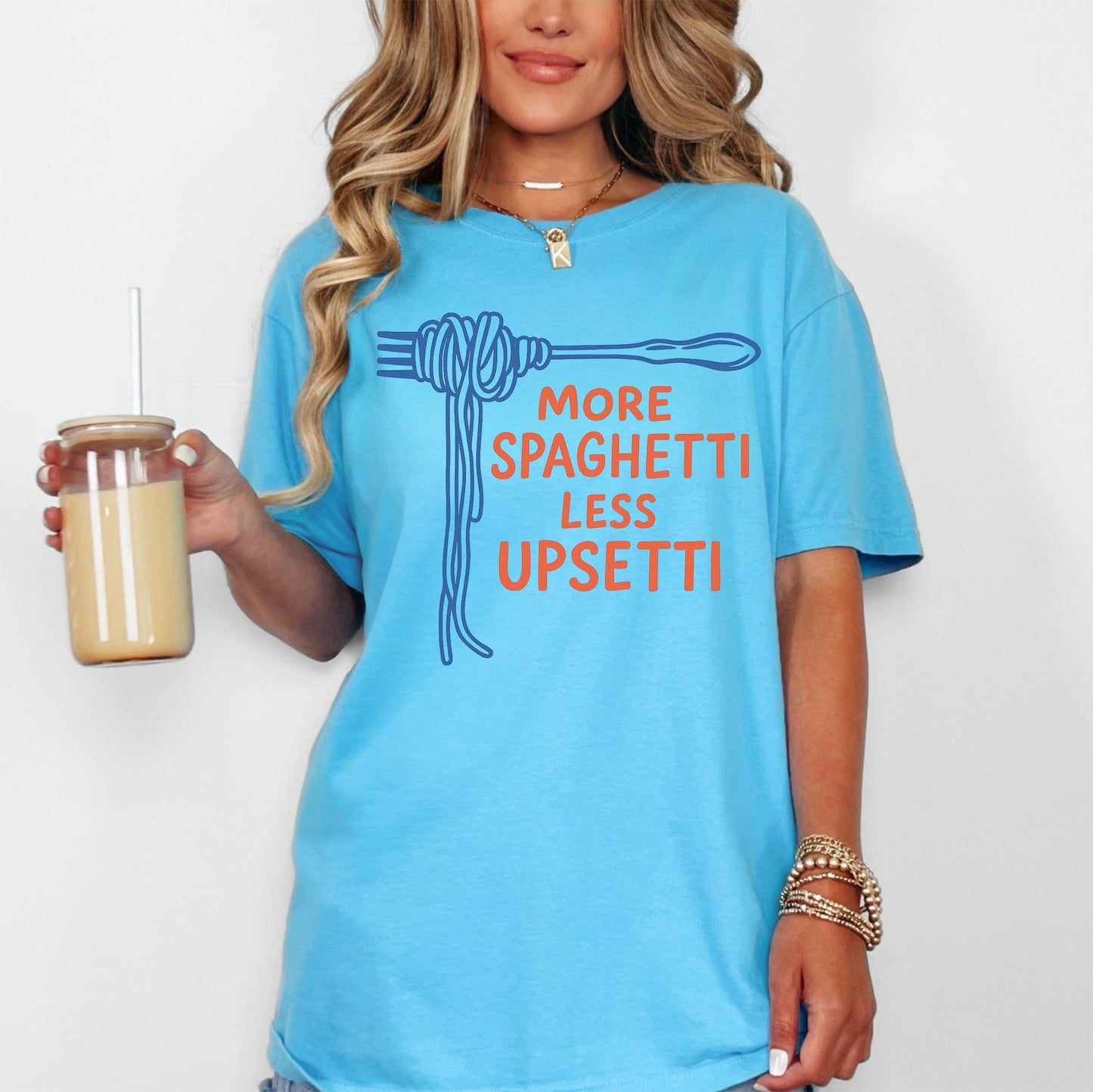 More Spaghetti, Less Upsetti, Funny, Cute, Pun, Comfort Colors T-Shirt
