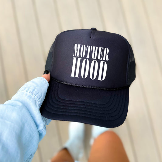 Mother Hood, Sassy, Funny, Black Snapback Trucker Hat