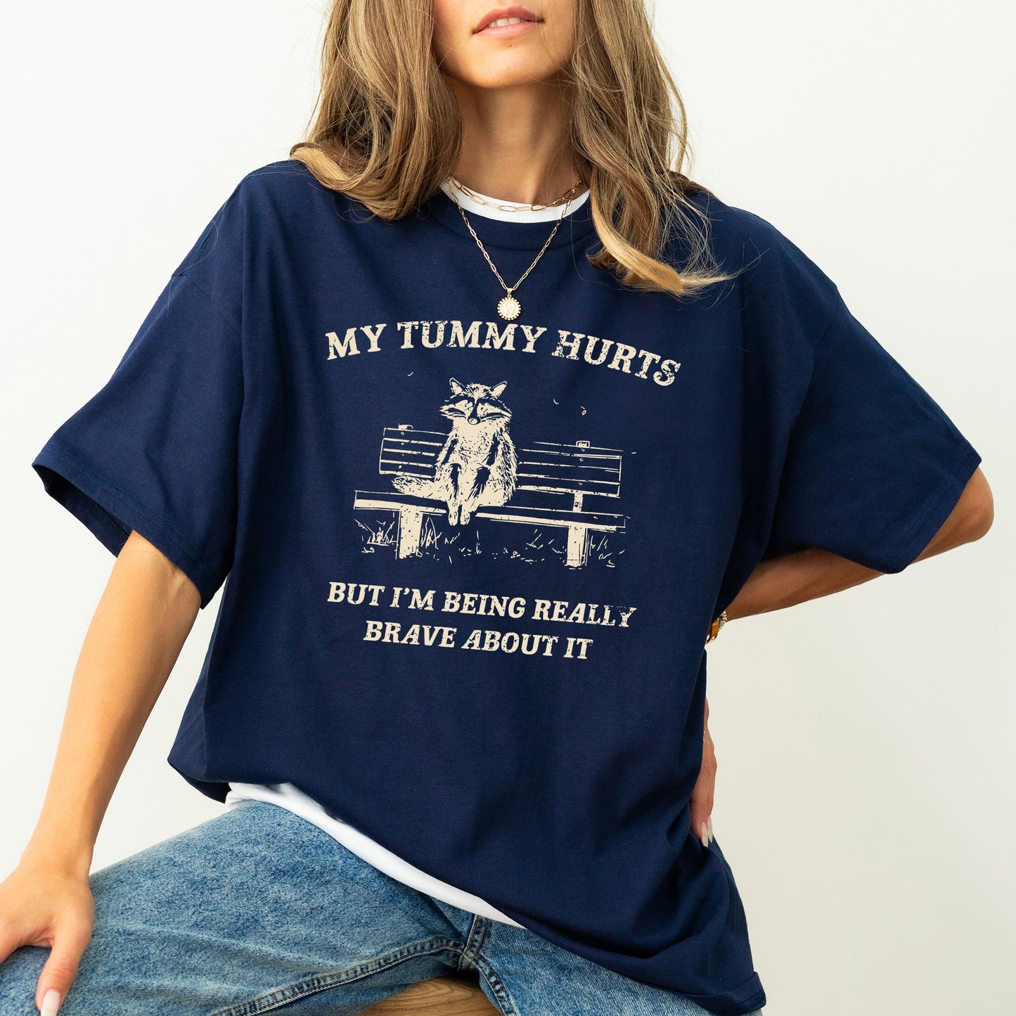 My Tummy Hurts, Raccoon, Meme, Aesthetic, Funny, Comfort Colors Tshirt