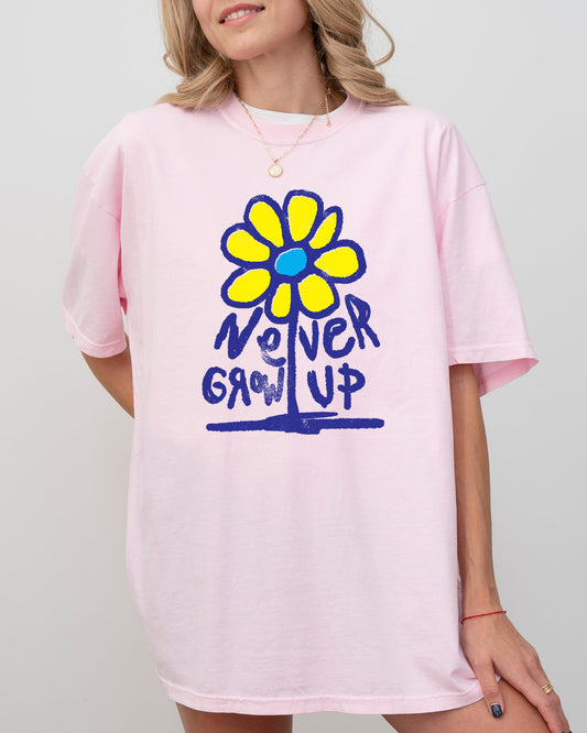 Never Grow Up, Flower, Positvity, Retro, Vintage Tshirt Comfort Colors T-Shirt