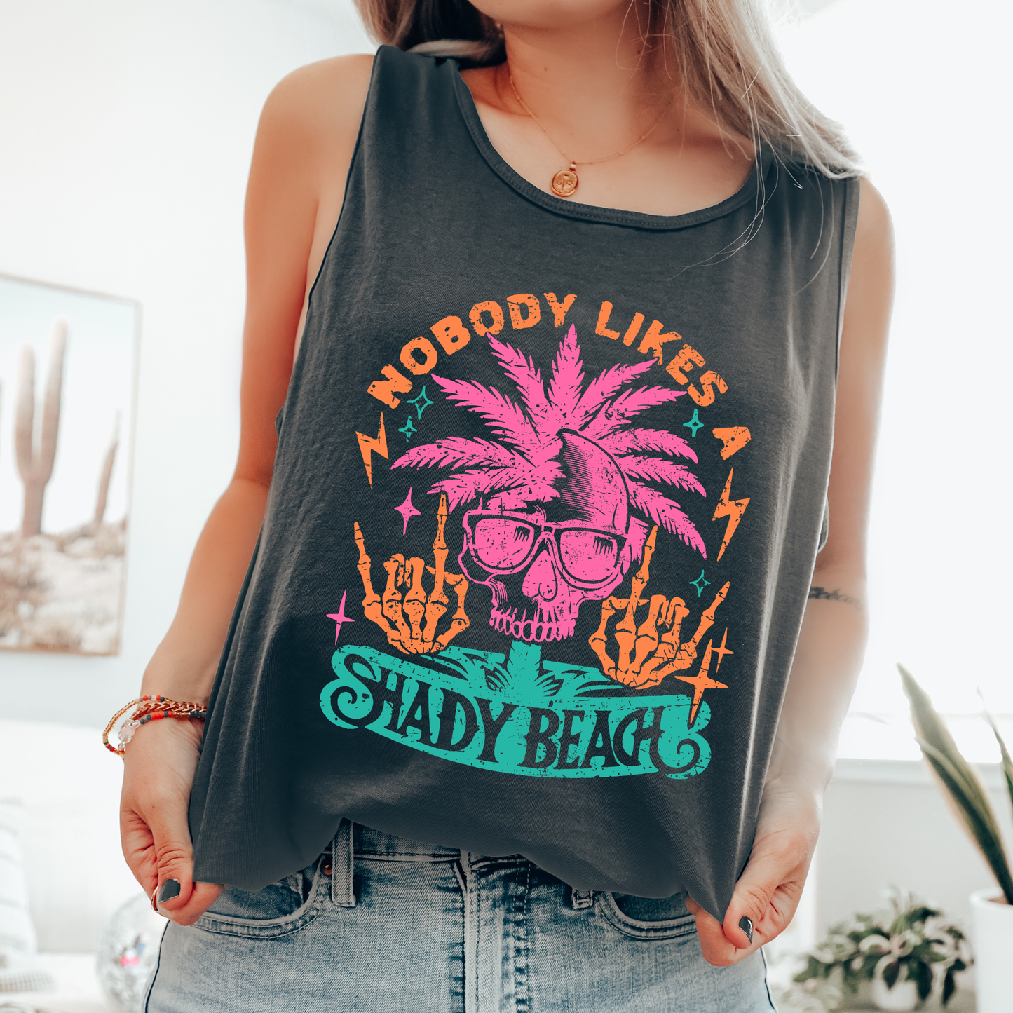 Nobody Likes A Shady Beach, Funny, Summer, Beach, Hot Girl Summer, Sunshine Comfort Colors Tank Top