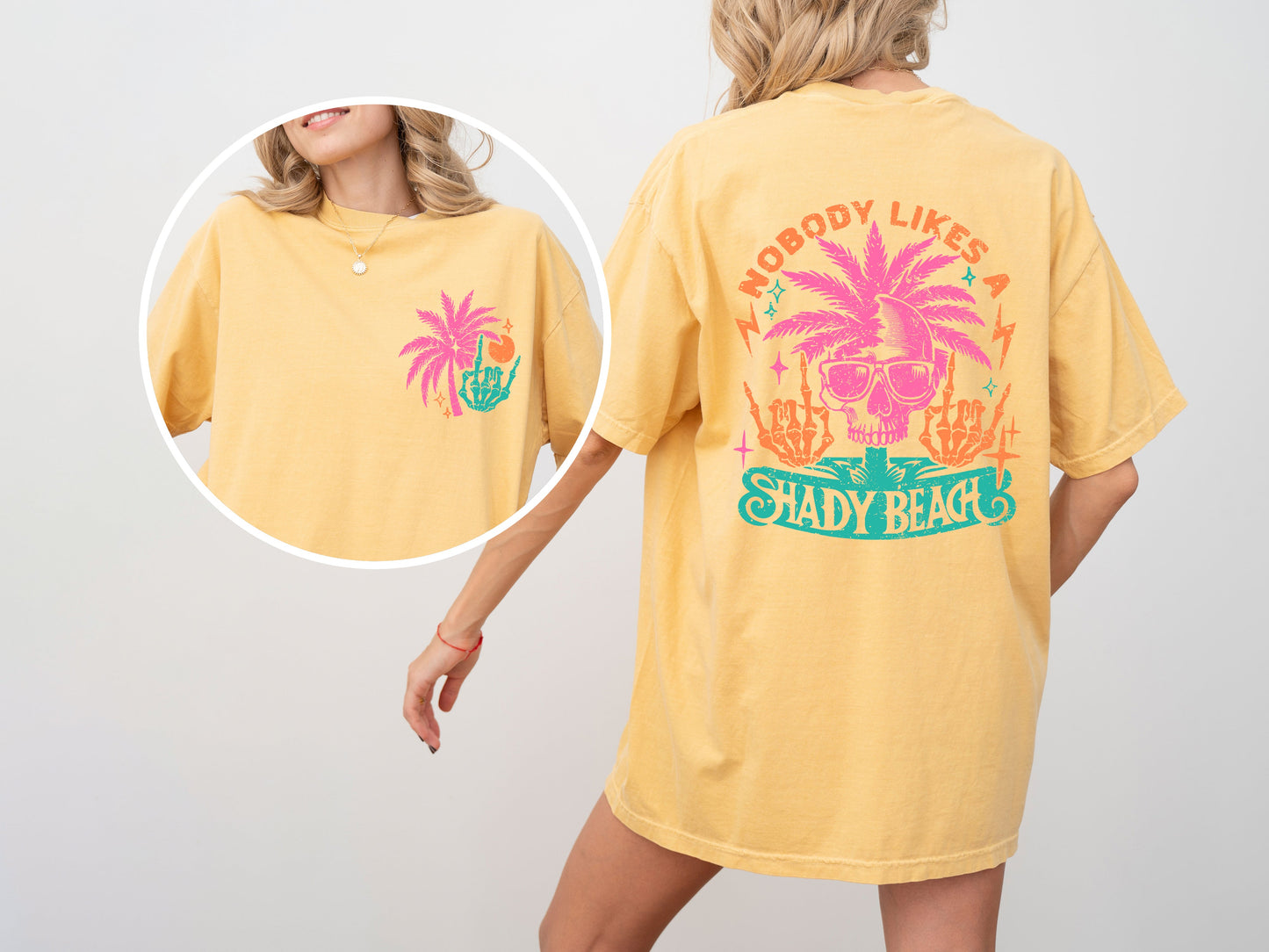 Nobody Likes A Shady Beach, Skeleton, Fun, Beach Wear, Hot Girl Summer, Palm Tree, Tshirt Comfort Colors T-Shirt