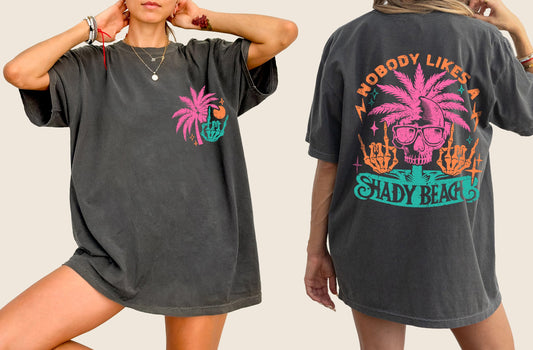 Nobody Likes A Shady Beach, Skeleton, Fun, Beach Wear, Hot Girl Summer, Palm Tree, Tshirt Comfort Colors T-Shirt