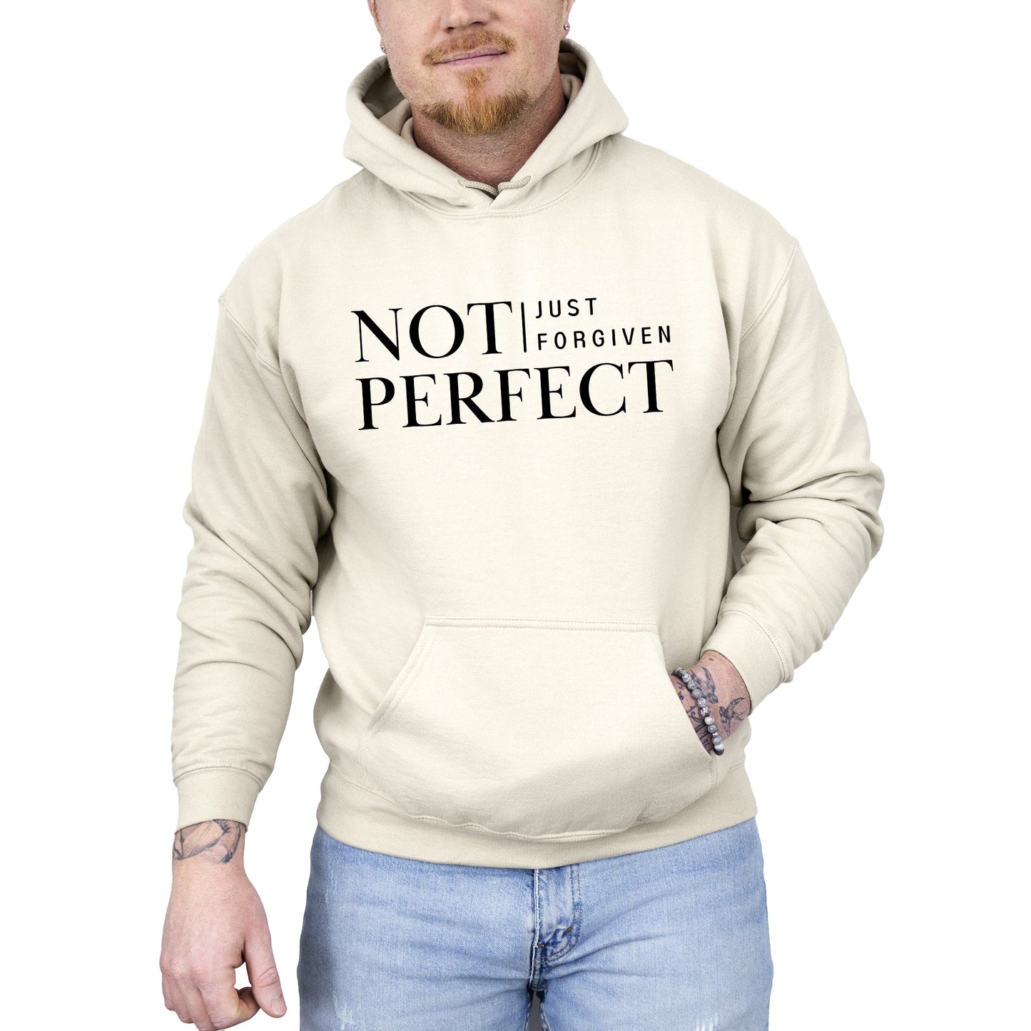 Not Perfect, Just Forgiven, Jesus, Christian, Religious, Gospel, Faith Hoodie, Hooded Sweatshirt