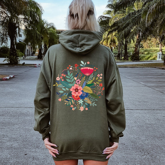 Circular Floral Folk Art Hoodie